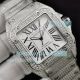 Swiss Replica Cartier Santos 100 Diamond Iced Out Watch White Roman Dial (4)_th.jpg